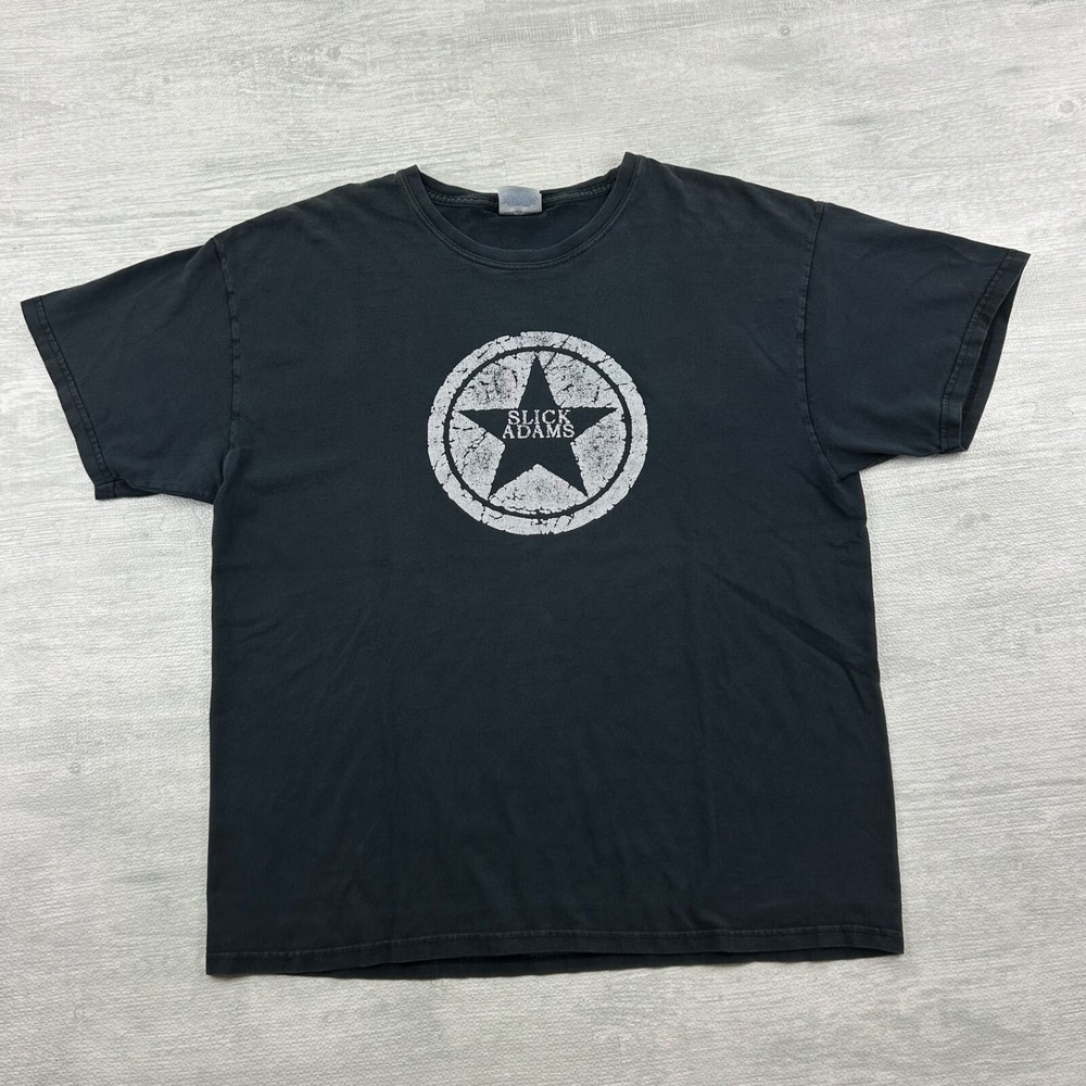 Vintage 90s Slick Adams Shirt‎ Adult XL Black Star Logo Graphic